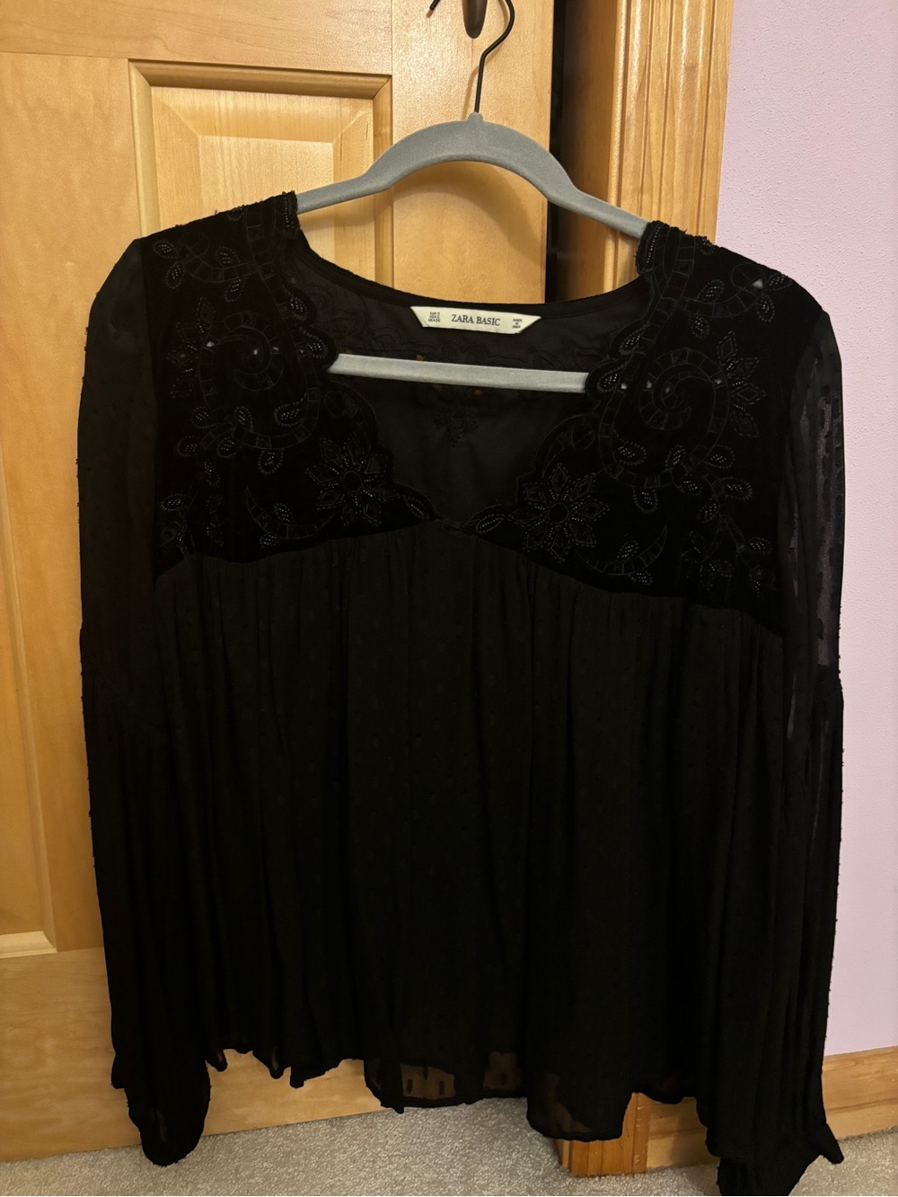 Zara boho beaded chiffon blouse